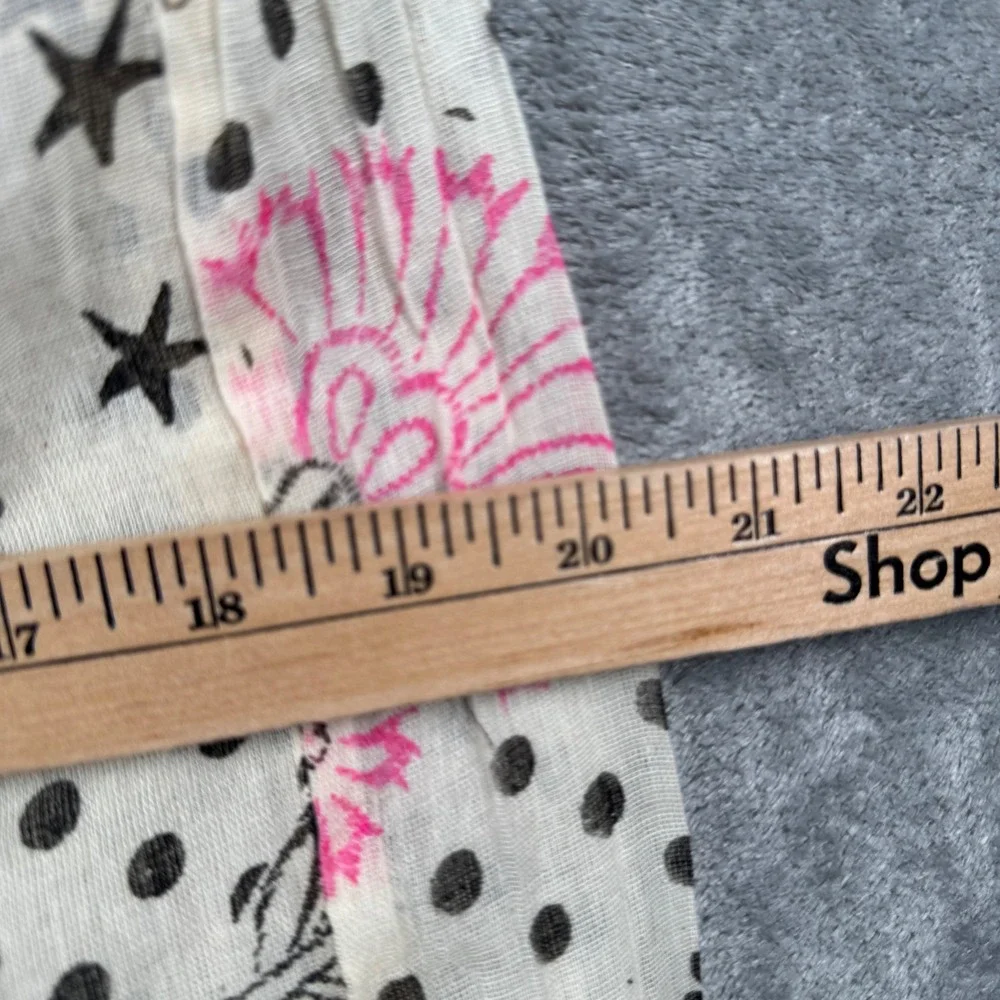 Free People White Pink Floral Star Polka Dot Lightweight‎ Scarf Bag Reusable